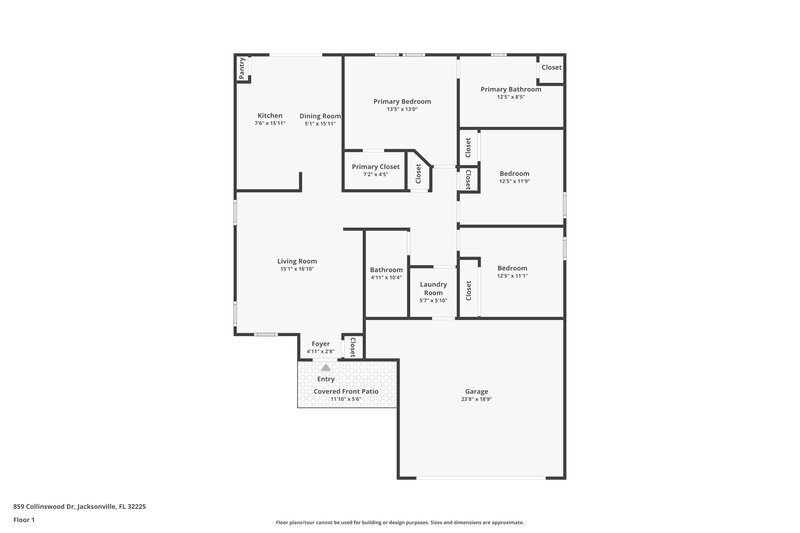 1,990/Mo, 859 Collinswood Dr Jacksonville, FL 32225 Floor Plan View