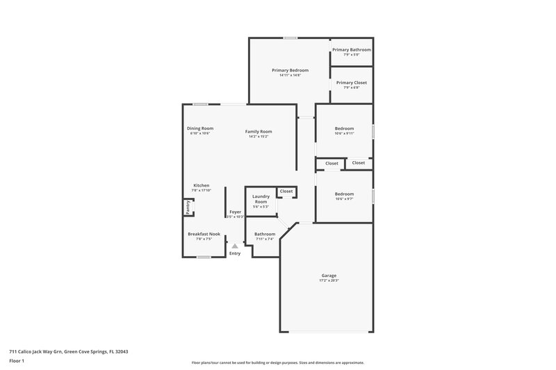 1,715/Mo, 711 Calico Jack Way Green Cove Springs, FL 32043 Floor Plan View
