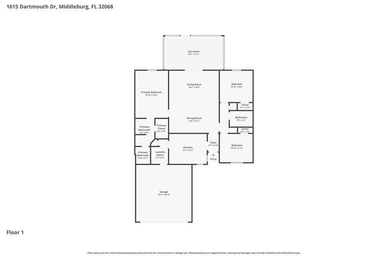 1,765/Mo, 1615 Dartmouth Dr Middleburg, FL 32068 Floor Plan View