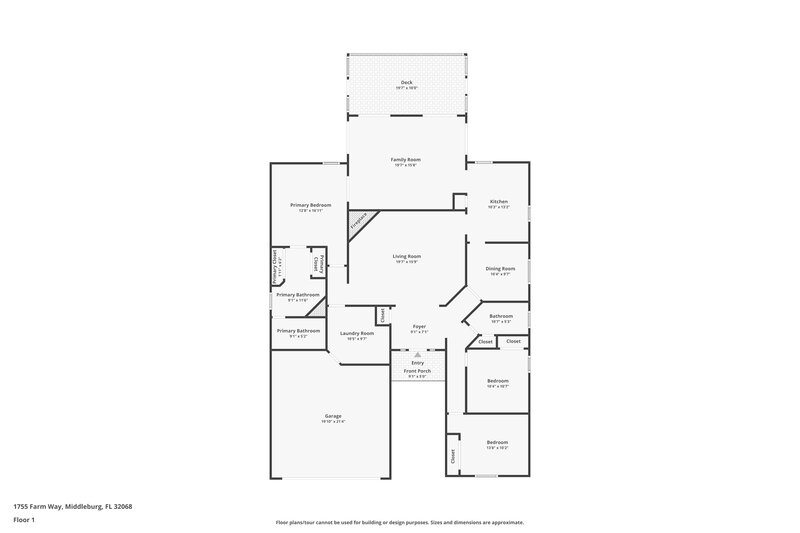 1,785/Mo, 1755 Farm Way Middleburg, FL 32068 Floor Plan View