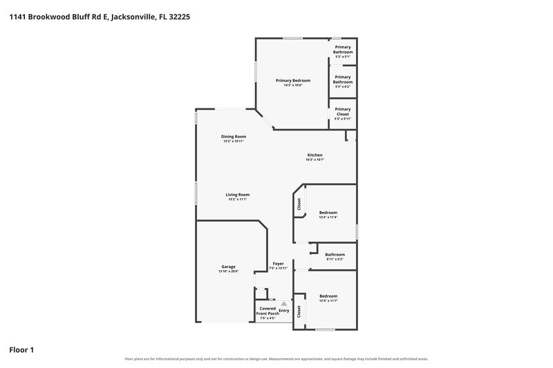 1,920/Mo, 1141 Brookwood Bluff Rd E Jacksonville, FL 32225 Floor Plan View