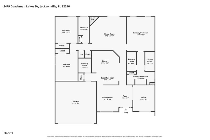 2,300/Mo, 2479 Coachman Lakes Dr Jacksonville, FL 32246 Floor Plan View