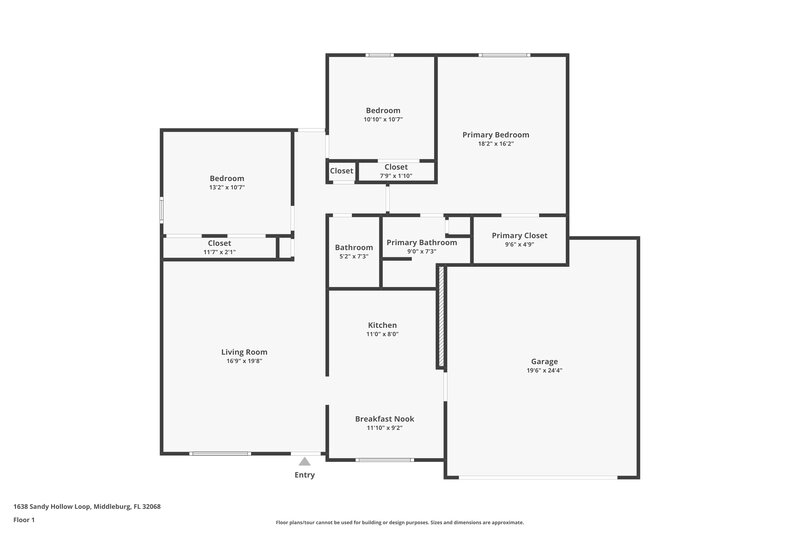 1,585/Mo, 1638 Sandy Hollow Loop Middleburg, FL 32068 Floor Plan View