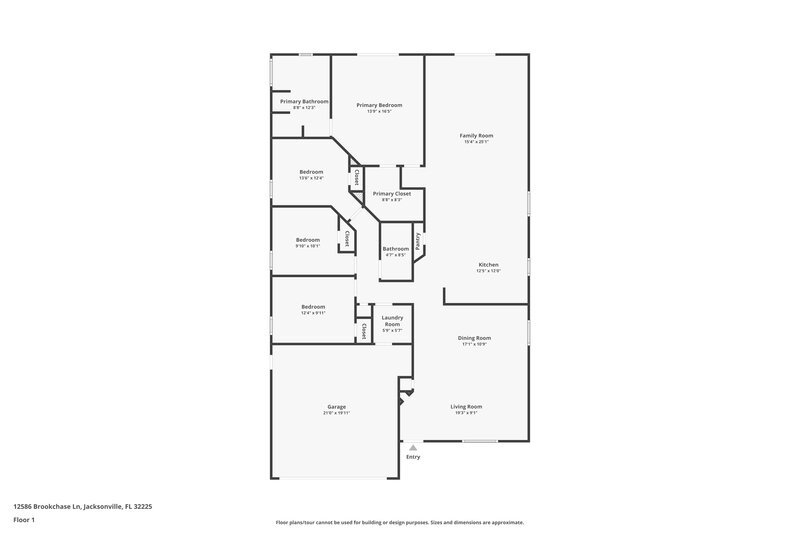 2,325/Mo, 12586 Brookchase Ln Jacksonville, FL 32225 Floor Plan View