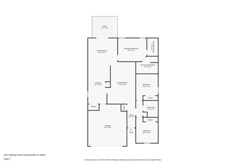 1,810/Mo, 6311 Rolling Tree Street Jacksonville, FL 32222 Floor Plan View