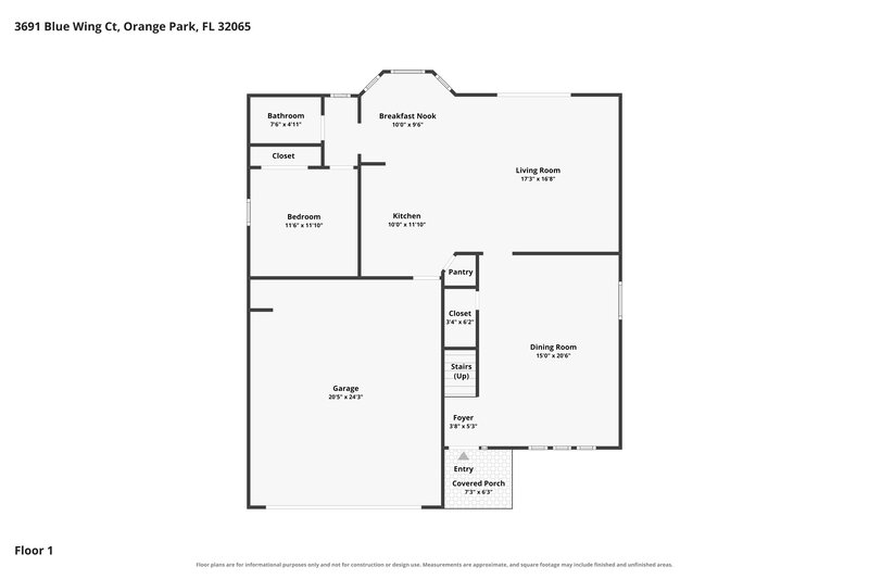 2,470/Mo, 3691 Blue Wing Ct Orange Park, FL 32065 Floor Plan View