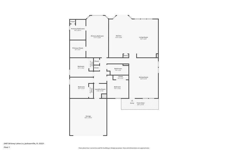2,045/Mo, 2487 Britney Lakes Ln Jacksonville, FL 32221 Floor Plan View
