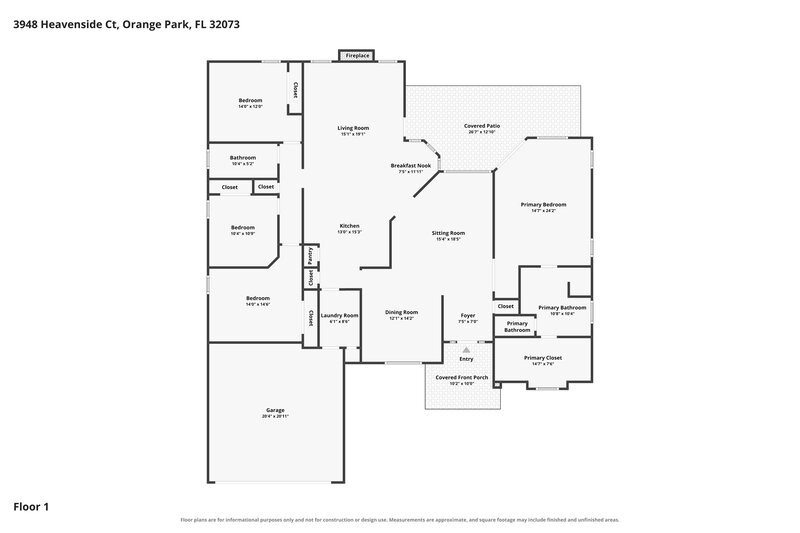 2,375/Mo, 3948 Heavenside Ct Orange Park, FL 32073 Floor Plan View