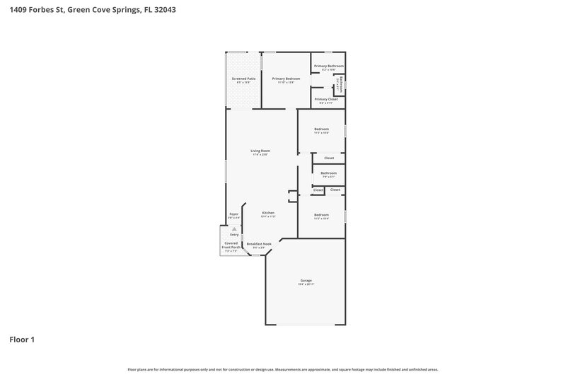 1,870/Mo, 1409 Forbes St Green Cove Springs, FL 32043 Floor Plan View