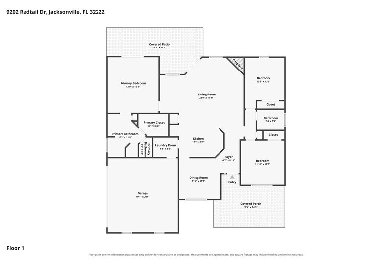 2,035/Mo, 9202 Redtail Dr Jacksonville, FL 32222 Floor Plan View