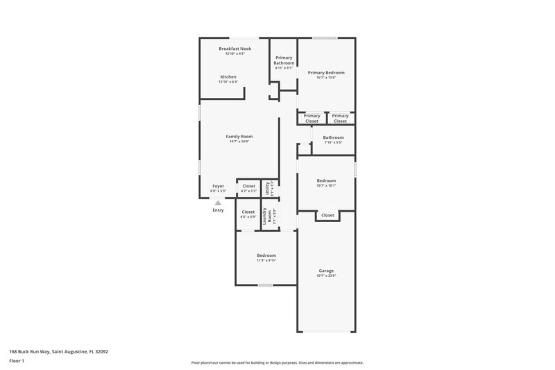 1,845/Mo, 168 Buck Run Way Saint Augustine, FL 32092 Floor Plan View