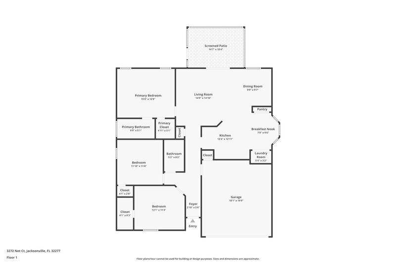 1,775/Mo, 3272 Net Ct Jacksonville, FL 32277 Floor Plan View
