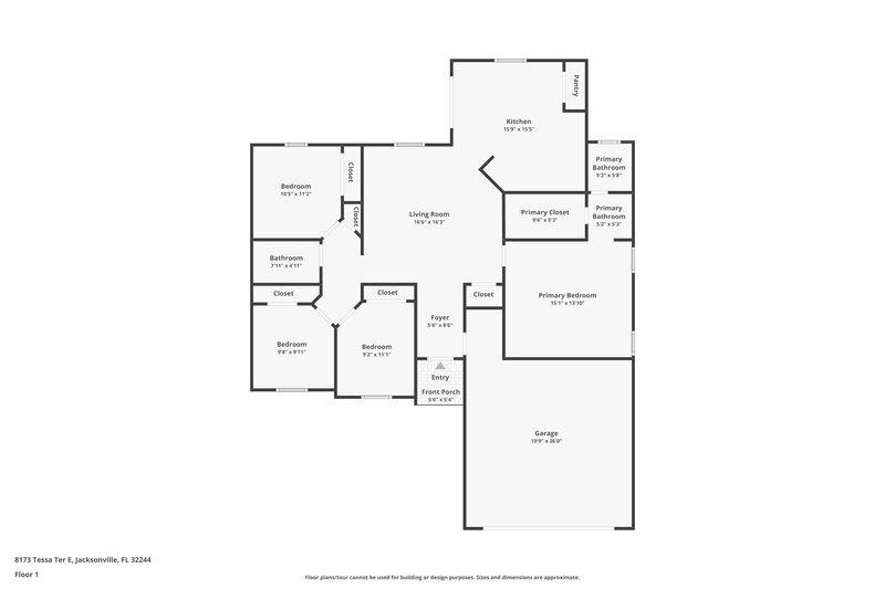 1,640/Mo, 8173 Tessa Ter E Jacksonville, FL 32244 Floor Plan View