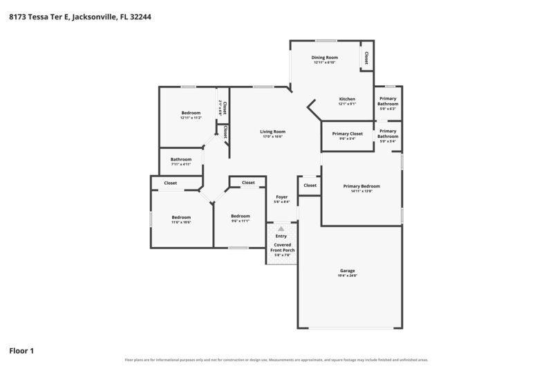 1,800/Mo, 8173 Tessa Ter E Jacksonville, FL 32244 Floorplan View