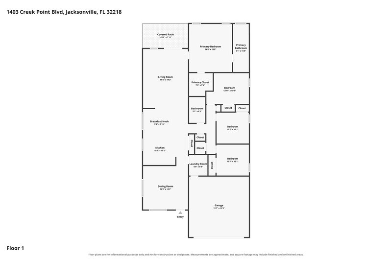 2,080/Mo, 1403 Creek Point Blvd Jacksonville, FL 32218 Floor Plan View