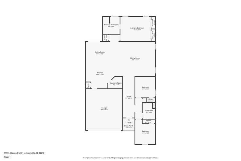 1,875/Mo, 11755 Alexandra Dr Jacksonville, FL 32218 Floor Plan View