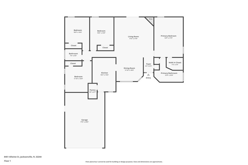 1,765/Mo, 8451 Allwine Ct Jacksonville, FL 32244 Floor Plan View