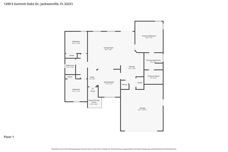 2,200/Mo, 1299 Summit Oaks Dr E Jacksonville, FL 32221 Floor Plan View