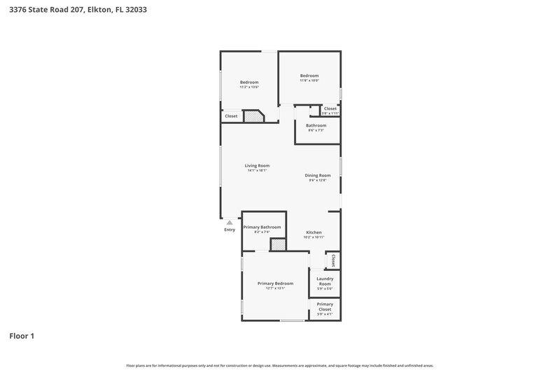 1,825/Mo, 3376 State Road 207 Elkton, FL 32033 Floorplan View