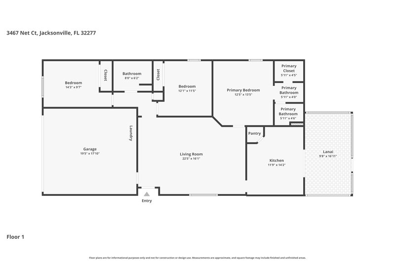 1,970/Mo, 3467 Net Ct Jacksonville, FL 32277 Floor Plan View
