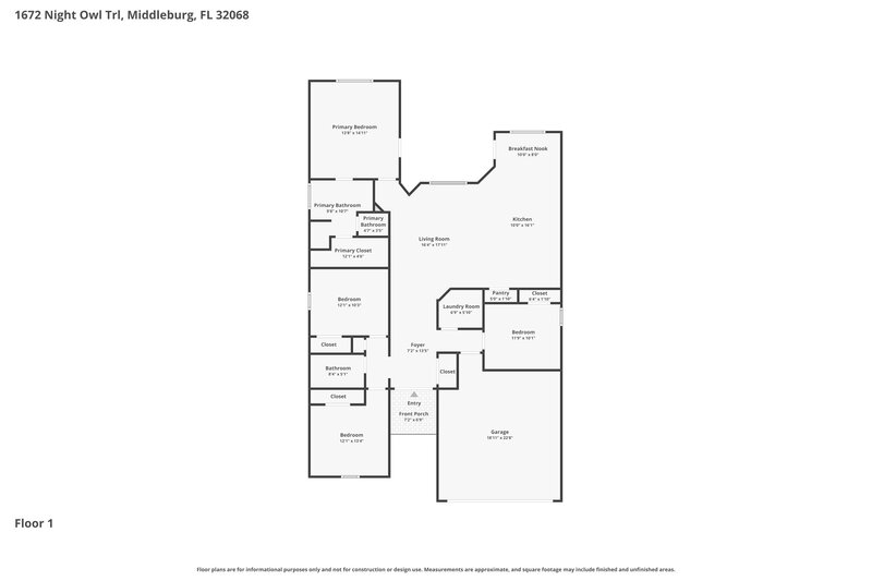 2,120/Mo, 1672 Night Owl Trl Middleburg, FL 32068 Floor Plan View