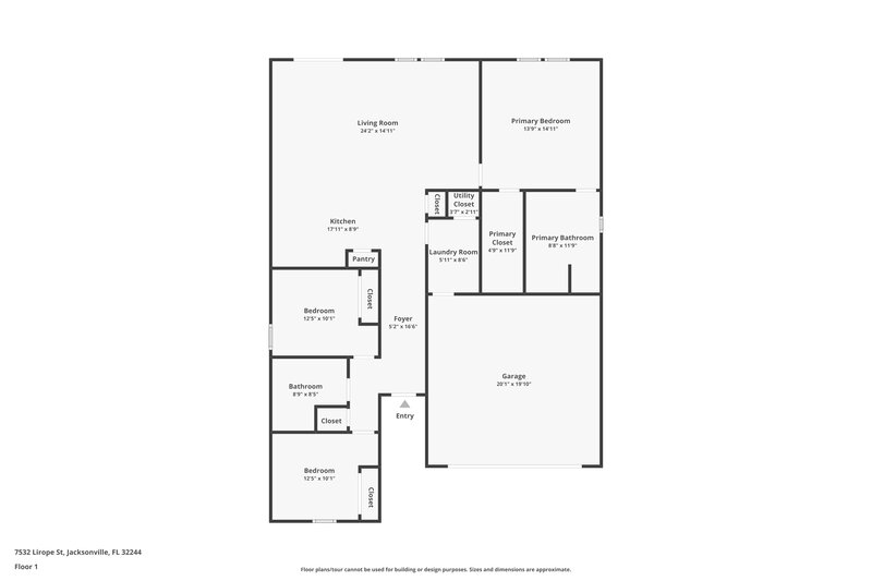 1,845/Mo, 7532 Lirope St Jacksonville, FL 32244 Floor Plan View
