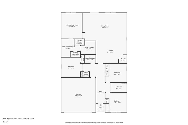 1,900/Mo, 1981 April Oaks Dr Jacksonville, FL 32221 Floor Plan View
