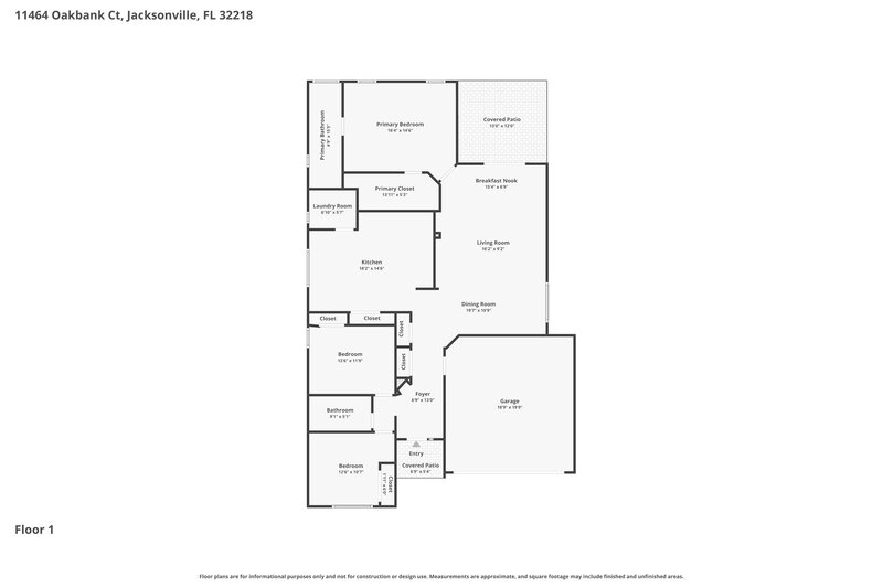 1,955/Mo, 11464 Oakbank Ct Jacksonville, FL 32218 Floorplan View