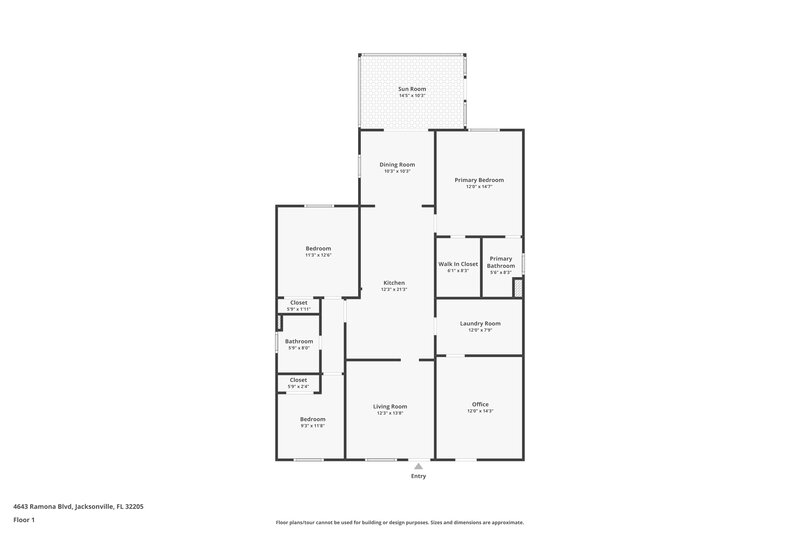 1,545/Mo, 4643 Ramona Blvd Jacksonville, FL 32205 Floor Plan View