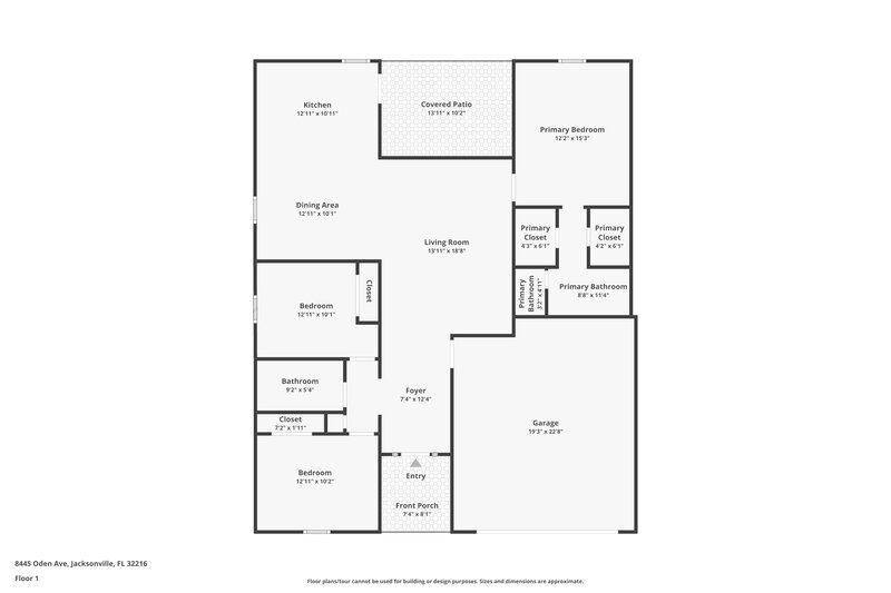 1,700/Mo, 8445 Oden Ave Jacksonville, FL 32216 Floor Plan View