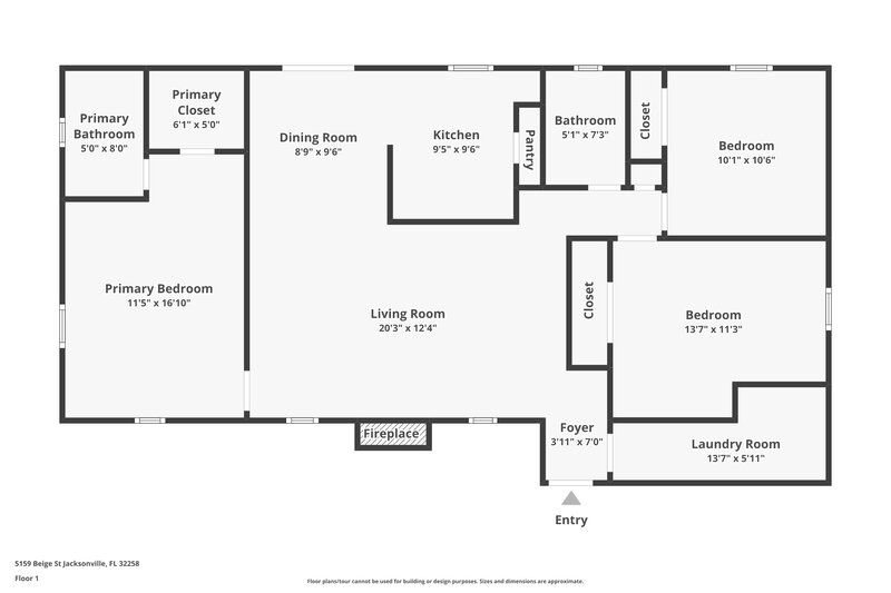 1,700/Mo, 5159 Beige St Jacksonville, FL 32258 Floor Plan View