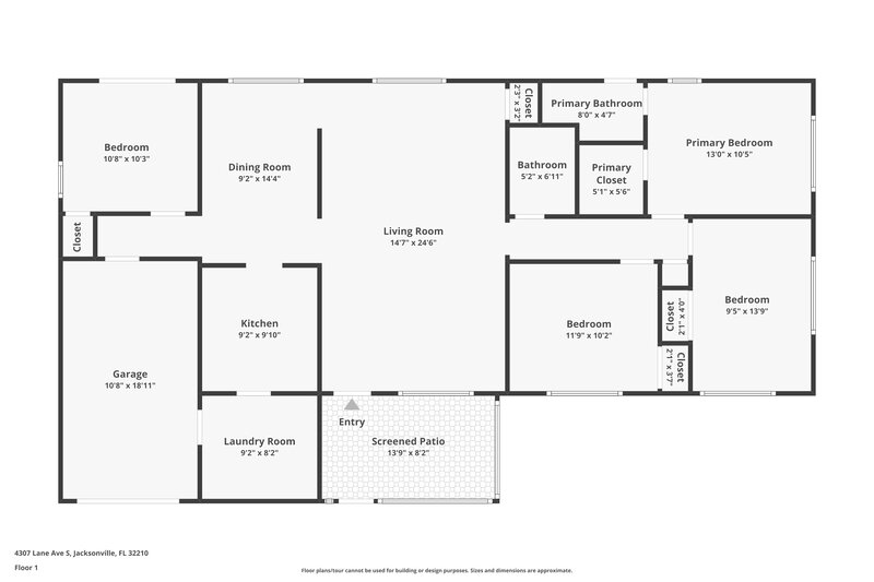 2,520/Mo, 4307 Lane Ave S Jacksonville, FL 32210 Floor Plan View