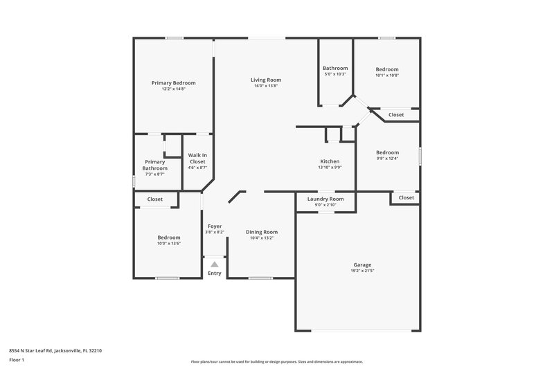 1,690/Mo, 8554 N Star Leaf Rd Jacksonville, FL 32210 Floor Plan View