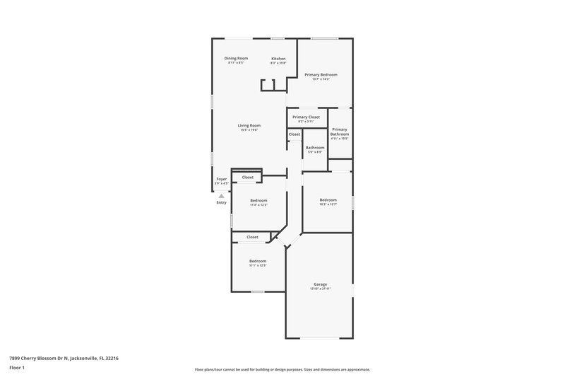 1,675/Mo, 7899 Cherry Blossom Drive N Jacksonville, FL 32216 Floor Plan View