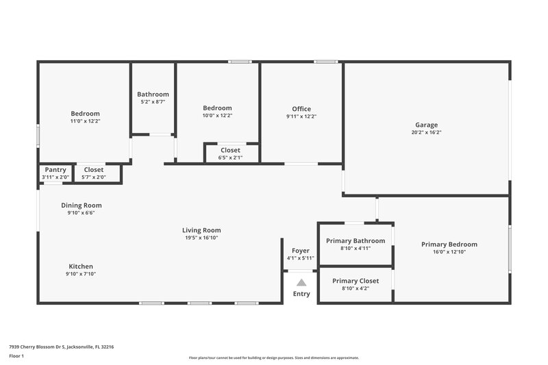 1,890/Mo, 7939 Cherry Blossom Dr S Jacksonville, FL 32216 Floor Plan View
