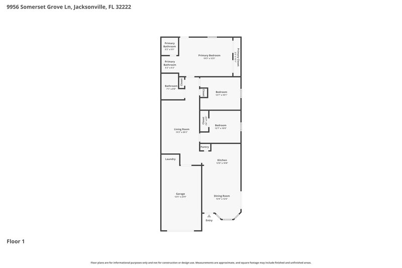 1,540/Mo, 9956 Somerset Grove Ln Jacksonville, FL 32222 Floorplan View