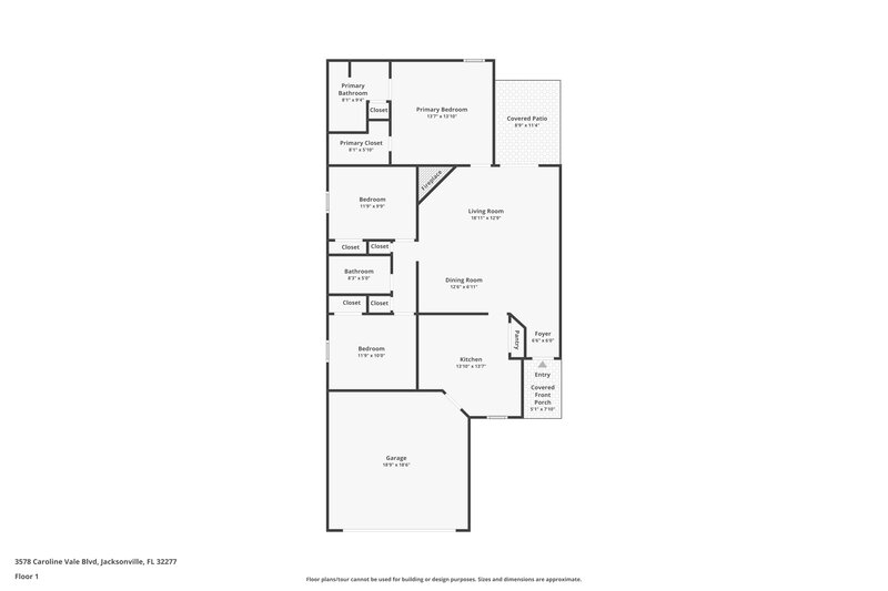 1,855/Mo, 3578 Caroline Vale Blvd Jacksonville, FL 32277 Floor Plan View