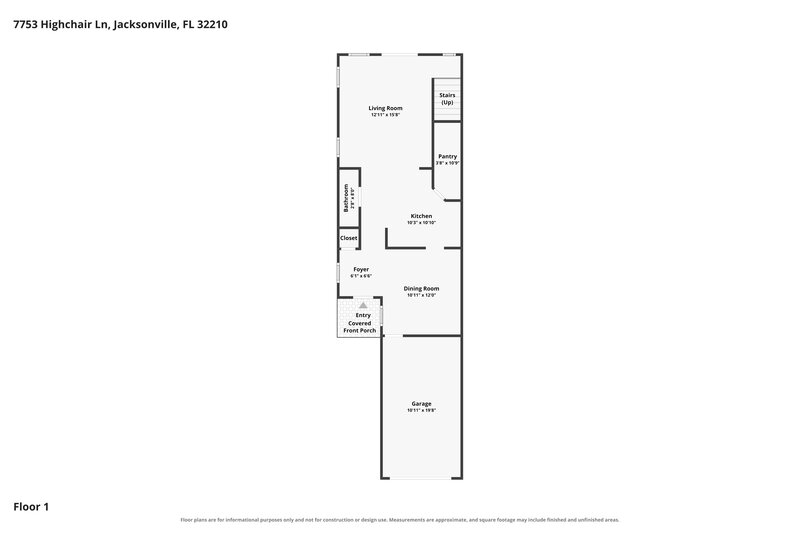 1,645/Mo, 7753 Highchair Ln Jacksonville, FL 32210 Floor Plan View