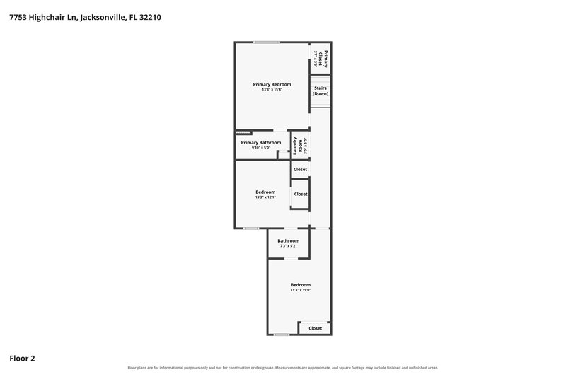 1,645/Mo, 7753 Highchair Ln Jacksonville, FL 32210 Floor Plan View 2