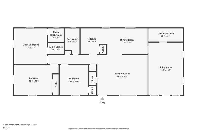 1,655/Mo, 304 Citizen St Green Cove Springs, FL 32043 Floor Plan View