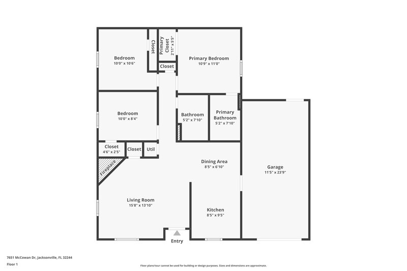 1,365/Mo, 7651 McCowan Dr Jacksonville, FL 32244 Floor Plan View
