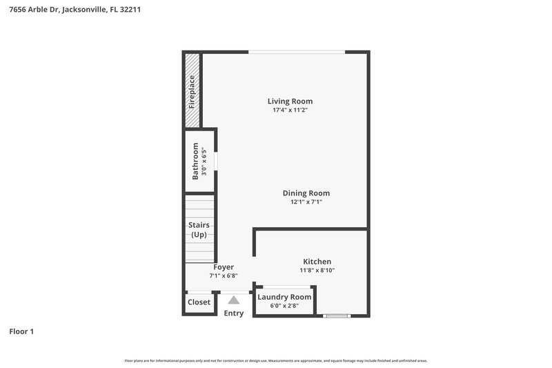 1,585/Mo, 7656 Arble Dr Jacksonville, FL 32211 Floor Plan View