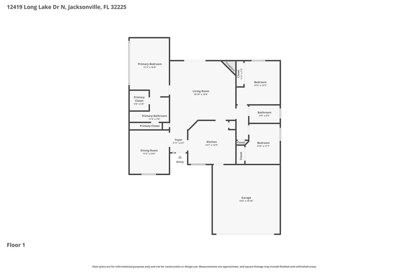 2,290/Mo, 12419 Long Lake Dr N Jacksonville, FL 32225 Floor Plan View