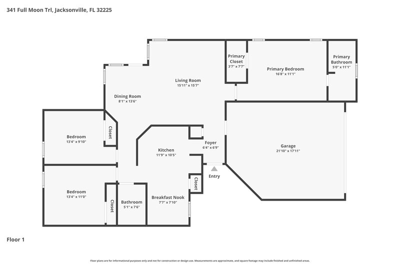2,090/Mo, 341 Full Moon Trl Jacksonville, FL 32225 Floor Plan View