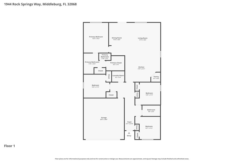2,085/Mo, 1944 Rock Springs Way Middleburg, FL 32068 Floor Plan View