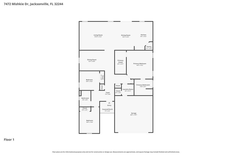 1,965/Mo, 7472 Mishkie Dr Jacksonville, FL 32244 Floor Plan View