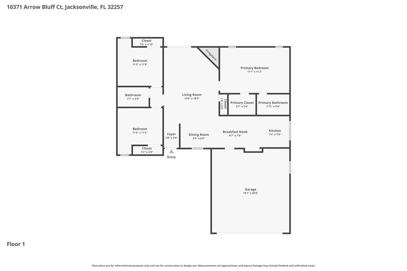 1,930/Mo, 10371 Arrow Bluff Ct Jacksonville, FL 32257 Floor Plan View