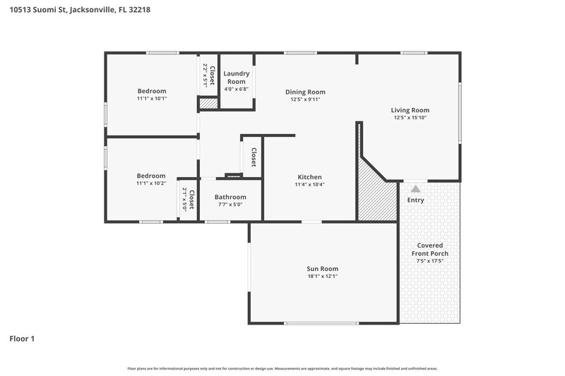 1,315/Mo, 10513 Suomi St Jacksonville, FL 32218 Floor Plan View