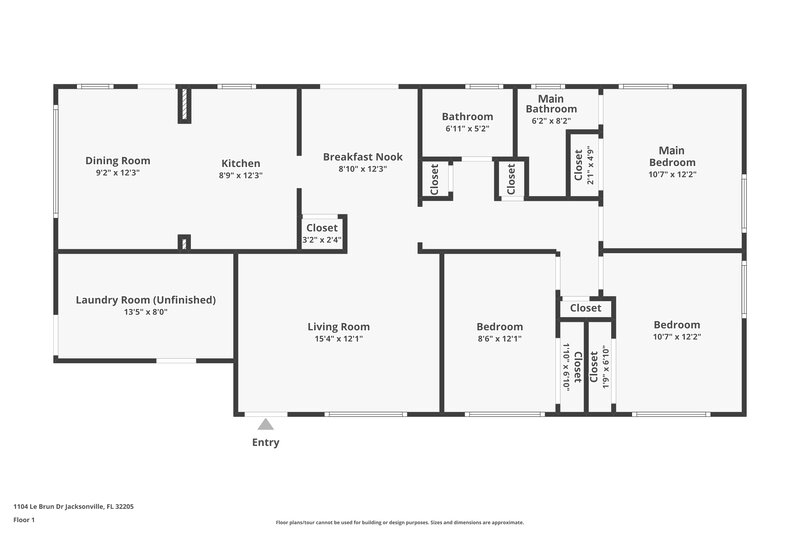 1,535/Mo, 1104 Le Brun Dr Jacksonville, FL 32205 Floor Plan View