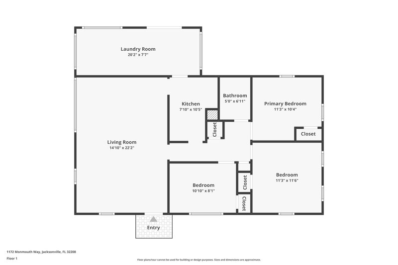 1,165/Mo, 1172 Monmouth Way Jacksonville, FL 32208 Floor Plan View